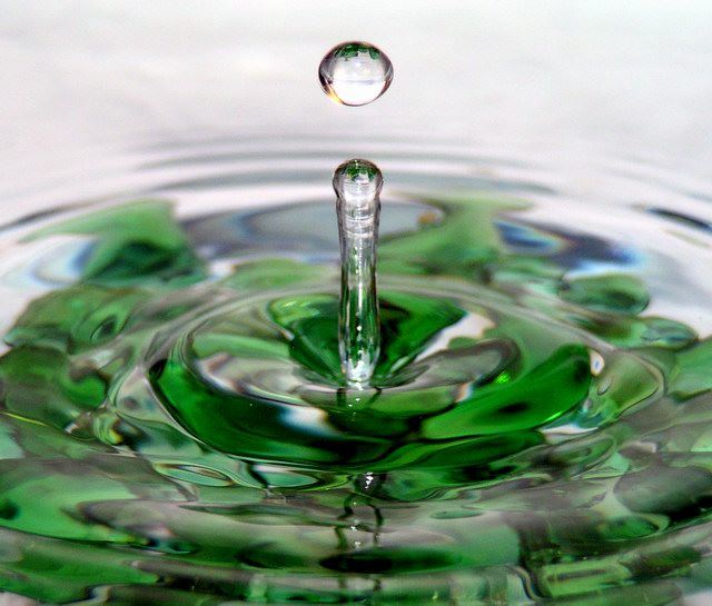 Water drop with ripples. 